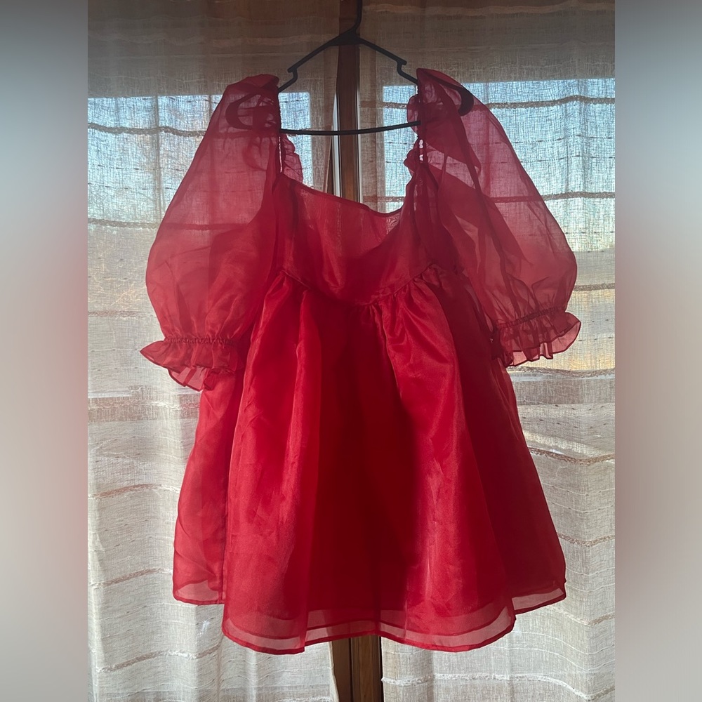 Red Selkie Puff Dress